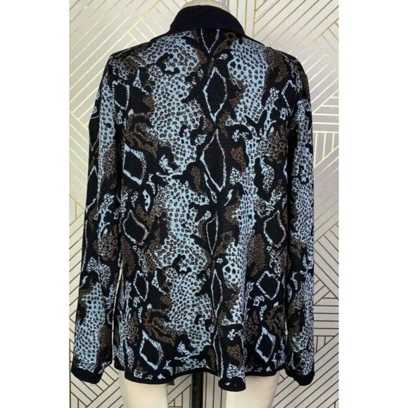 Exclusively Misook Cheetah Snake Animal Print BlackBlueBrown Cardigan Jacket S - Picture 5 of 11